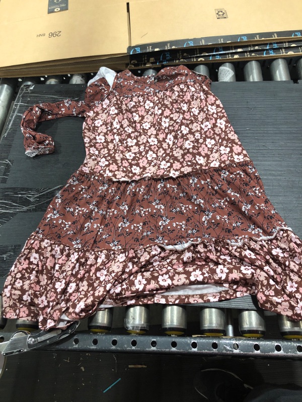 Photo 1 of girlss brown floral dress--- 120 5-6 y/s