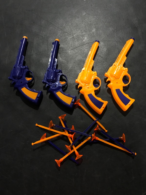 Photo 1 of 4 Pieces Pistol Gun Toy with 12 Pieces Long Rubber Bullets for Kids Cosplay Shooting Game Support 4 Players