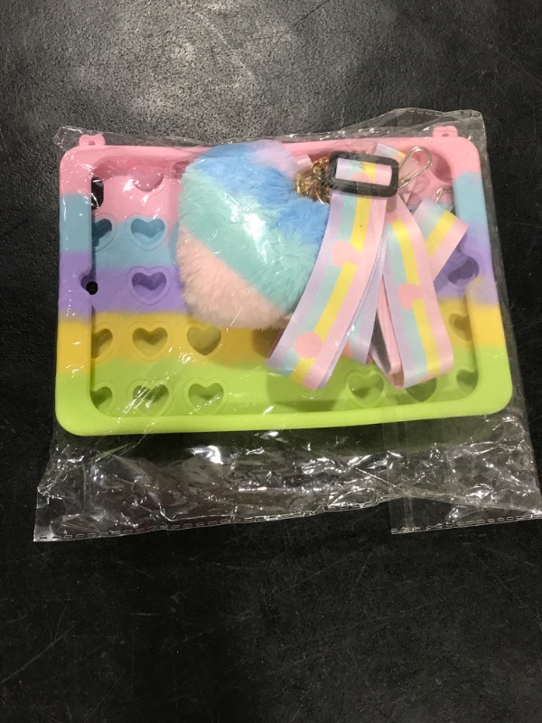 Photo 1 of [Lovely Rainbow Heart ] Kid‘s iPad Case Cute Silicone Case for iPad Mini 1/2/3 with Kickstand, Shoulder Strap and Pendant