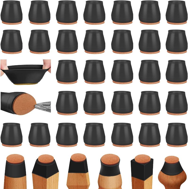 Photo 1 of 32Pcs Silicone Chair Leg Floor Protectors,Floor Protectors for Chairs,Rubber Chair Leg Protectors for Hardwood Floors,Chair Leg Caps Chair Leg Covers for Wooden Floors (Black, Medium) 