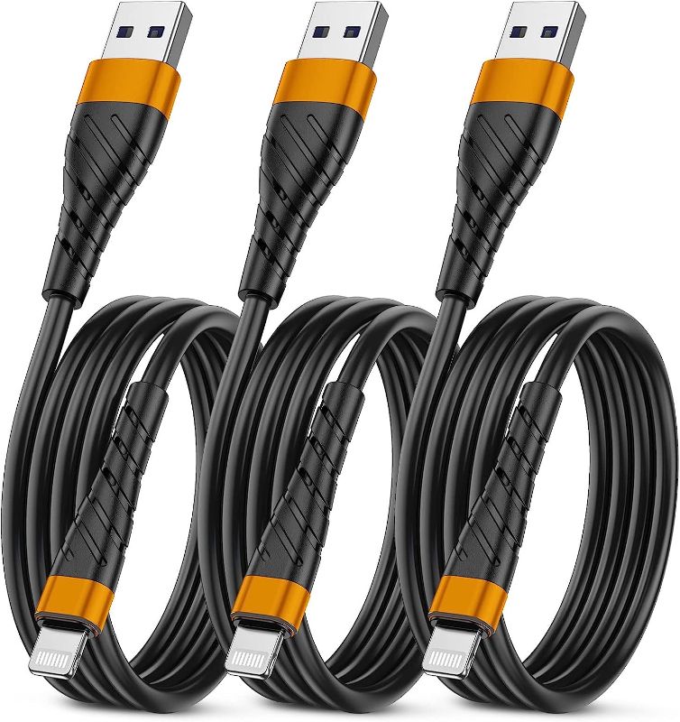 Photo 2 of Apple MFi Certified iPhone Charger Cable 3 Pack 3 Ft, Lightning Charging Cord, Fast 2.4A iPhone USB Cord Compatible with iPhone12/11/XS/Max/XR/X/8/8P/7P/6/iPad - Orange