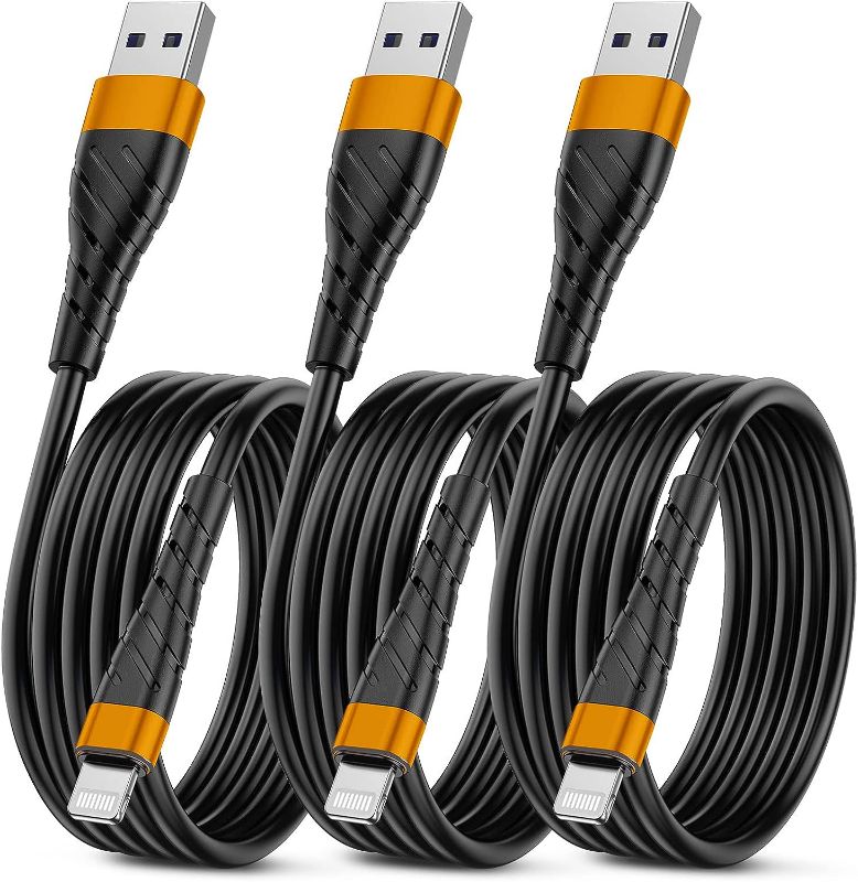 Photo 1 of Apple MFi Certified iPhone Charger Cable 3 Pack 6 Ft, Long Lightning Charging Cord, Fast 2.4A iPhone USB Cord Compatible with iPhone12/11/XS/Max/XR/X/8/8P/7P/6 - Orange