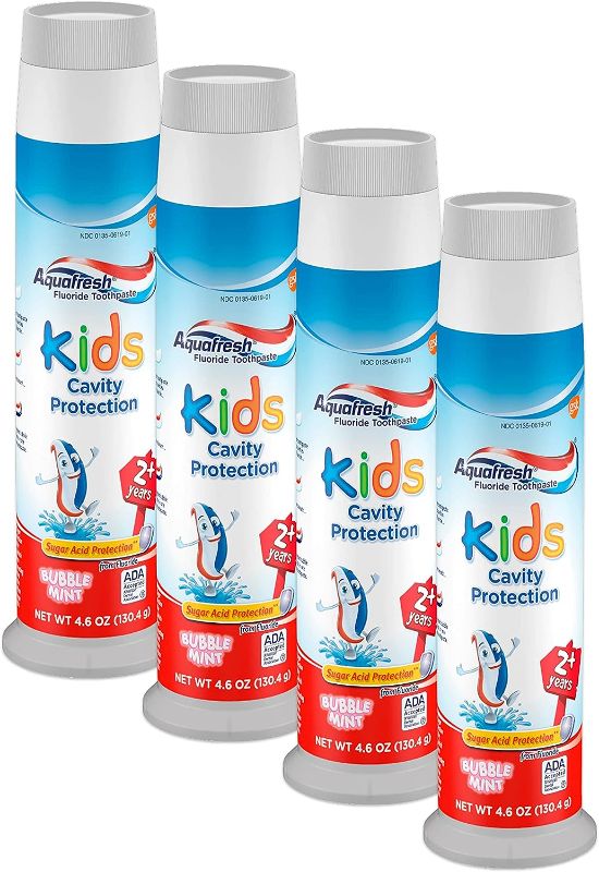 Photo 1 of 
Aquafresh Kids Fluoride Toothpaste Bubble Mint Pump - 4.6 oz, Pack of 4