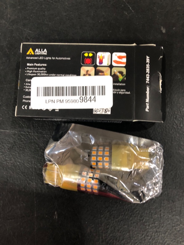 Photo 1 of Alla Lighting Newly Upgraded T20 7440 7443 LED Turn Signal Light Bulbs 7444NA 7442NAK, Amber Yellow W3x16q Base, Super Bright 2835-SMD 360° LED Blinker Directional Lamps for Cars, Trucks, SUVs, Vans