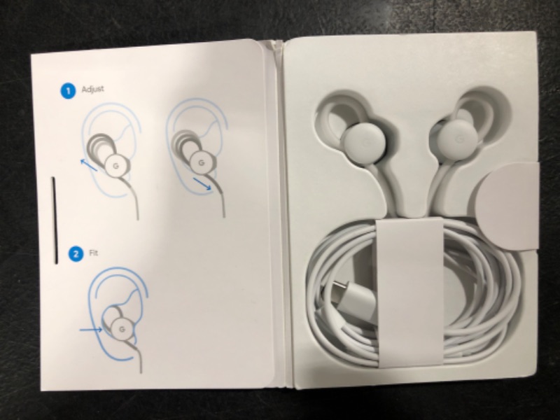 Photo 2 of Google Earbuds USB-C Wired Digital Headset Type-C for Pixel Phones - Microphone and Volume Control - White