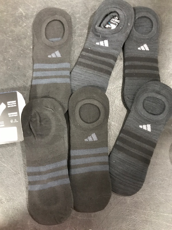 Photo 2 of adidas Mens Superlite Super No Show Socks (6-pair) Large Black/Night Grey