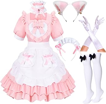 Photo 1 of Elibelle Japanese Anime Classic Sissy Maid Sweet Kawaii Heart Costume Dress Cosplay Furry Cat Ear Gloves Socks set Size S`