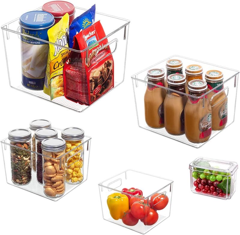 Photo 1 of ACIGI Fridge Kitchen refrigerator organizer bins box - Clear Food Storage Baskets for Kitchen, Fridge, Freezer, Cabinets, Countertops, Bedrooms, Stackable Plastic Household Containers, Transparent