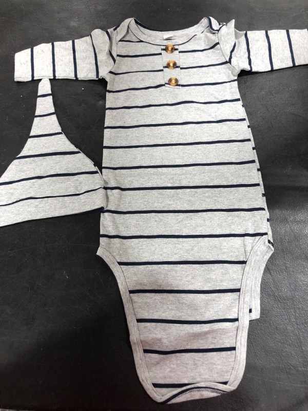 Photo 1 of BABY BOY LONG SLEEVE ONIES WITH MATCHING HAT SIZE 6-12 MONTHS