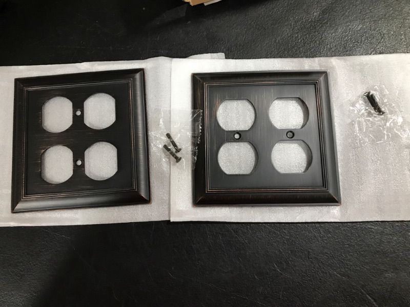 Photo 1 of Amazon Basics Decorative 2-Gang Duplex Wall Plate - 2-Pack, Flat Black
