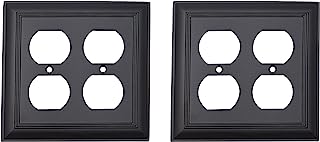 Photo 1 of Amazon Basics Decorative 2-Gang Duplex Wall Plate - 2-Pack, Flat Black

