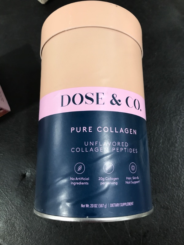 Photo 2 of Dose & Co Pure Collagen Powder (Unflavored) 20oz Amazon Exclusive – Hydrolyzed Collagen Peptides Supplement - Non-GMO, Dairy Free, Gluten Free, Sugar Free – Supporting Hair, Skin, and Nails 1.25 Pound (Pack of 1)