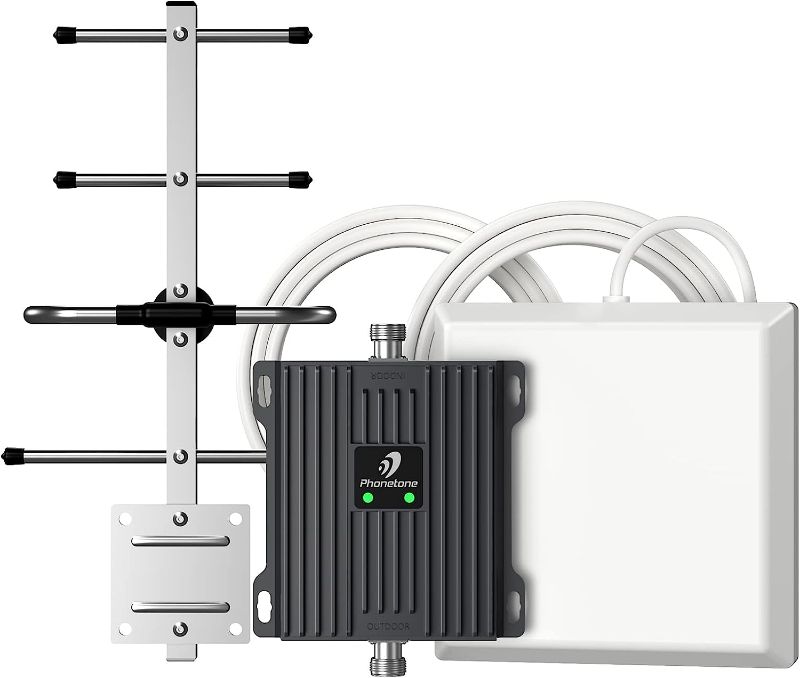 Photo 1 of Cell Phone Signal Booster for Verizon and AT&T | Up to 4,500 Sq Ft | Boost 4G LTE 5G Signal on Band 12/13/17 | 65dB Dual Band Cellular Repeater with High Gain Antennas | FCC Approved https://a.co/d/goEl66y