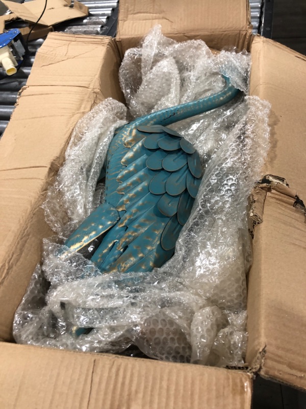 Photo 2 of Oritty Crane Garden Decor Statue, Blue Heron Garden Statue Metal Yard Art Outdoor Decoy, Garden Sculptures & Statues for Yard/Garden/Lawn/Pond/Outdoor Decoration, Set of 2 Cyan2