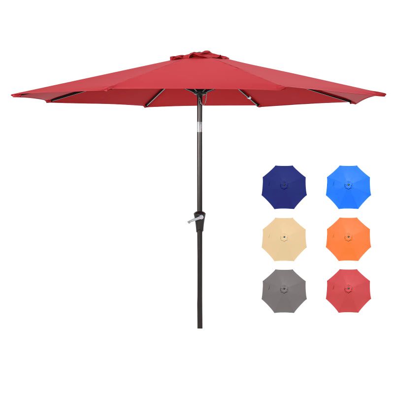 Photo 1 of  Patio Umbrellas, Outdoor Patio Table Umbrella With Tilt Adjustment And Crank Lift System For Outdoor Patio, Lawn, Backyard, Pool, Market, Red
