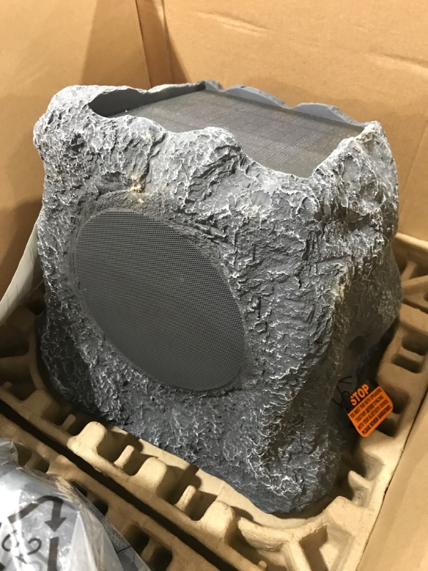 Photo 3 of Innovative Technology Outdoor Rock Speaker Pair - Wireless Bluetooth Speakers for Garden, Patio, Waterproof, Built for all Seasons & Solar Powered with Rechargeable Battery, Music Streaming - Charcoal