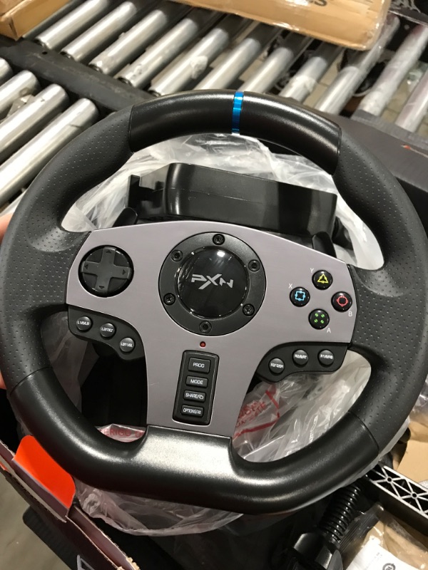 Photo 4 of Gaming Racing Wheel, PXN V9 270°/900° Adjustable Racing Steering Wheel, with Clutch and Shifter, Support Vibration and Headset Function, Suitable for PC, PS3, PS4, Xbox One, Nintendo Switch.