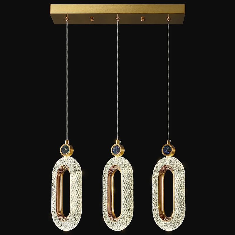 Photo 1 of zhllmq Pendant Lighting for Kitchen Island LED Dimmable Modern Gold Pendant Lights for Dining Room Bedroom Hallway Entryway Kitchen Island Light Fixtures (3-Light) 