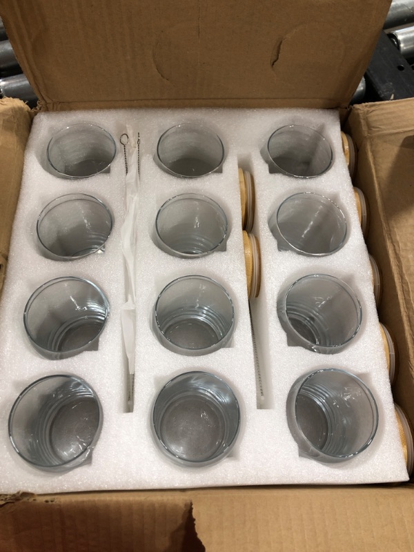 Photo 2 of  12 Pack Sublimation Glass Cans Frosted 16oz Blanks Beer Can Borosilicate Glasses Tumbler with Bamboo Lids and Straws for Beer, Juice, Soda, Iced Coffee, Drinks