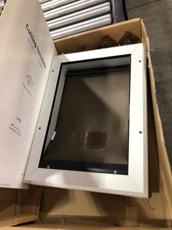 Photo 1 of MAVRICFLEX Weatherproof Dog Door with Double Sliding Lock Panel, Energy Efficient Rugged Aluminum Large Dog Door, Easy Installation, Magnetic Double Flaps Heavy Duty Dog Door for Dogs Up to 100lbs… Matte Silver Large