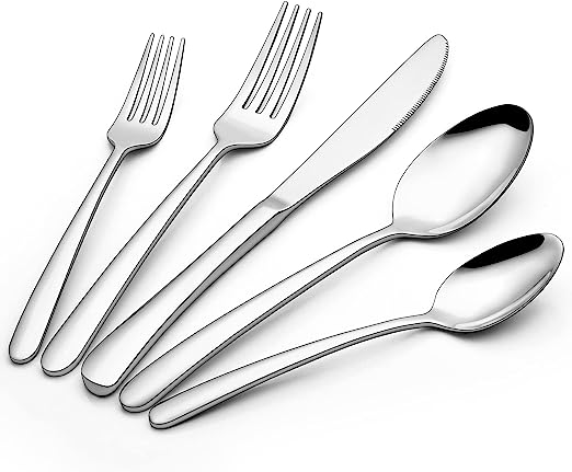 Photo 1 of 40 Piece Silverware Set for 8, Terlulu Stainless Steel Flatware Set, Heavy Duty Cutlery Utensil Include Forks Knives Spoons, Mirror Polished Tableware Set for Home Restaurant Party, Dishwasher Safe