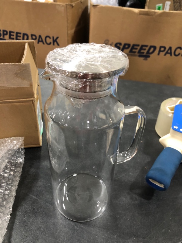 Photo 2 of 2 Liter 68 oz Glass Pitcher with Lid and Spout, Bivvclaz Glass Water Pitcher for Fridge, Glass Carafe for Hot/Cold Water, Iced Tea Pitcher, Large Pitcher for Coffee, Juice and Homemade Beverage 68oz/2000ml Clear1019780170
lpnrrcz0140379
