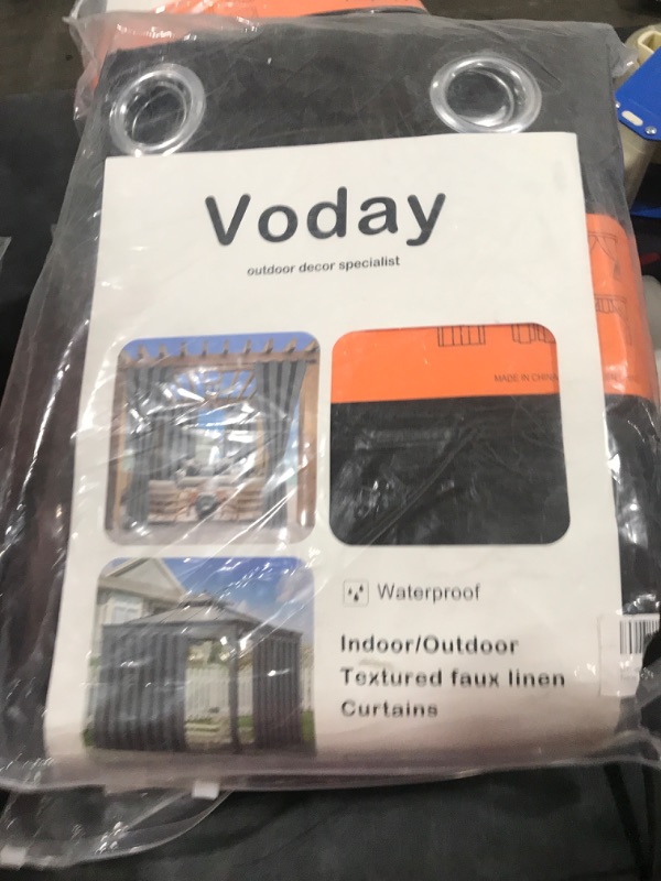 Photo 2 of (2 Panels)Voday Outdoor Curtains for Patio 84x120 Inch - Upgraded Faux Linen Water Repellent Sun Blocking Curtains - Rustproof Ring Top Privacy Protected Room Darkening Drapes for Porch Pergola Cabana Coffee 84"W x 120"L