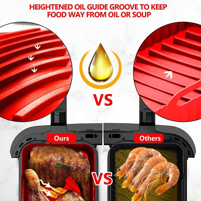 Photo 1 of Air Fryer Silicone Pot, Moleath 2Pcs Rectangular Air Fryer Liners Reusable Silicone Air Fryer Basket Insert for Ninja Foodi Dual DZ201 DZ401 DZ090 DZ550 6-10QT and Instant Pot 8QT Dual Air Fryers https://a.co/d/enuYyeH