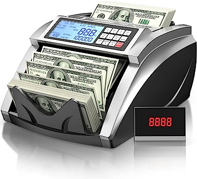 Photo 1 of Money Counter Machine PONNOR with Value Count, Dollar, Euro with UV/MG/IR/DD/DBL/HLF/CHN Counterfeit Detection, Bill Cash Counting, Large LCD Display
