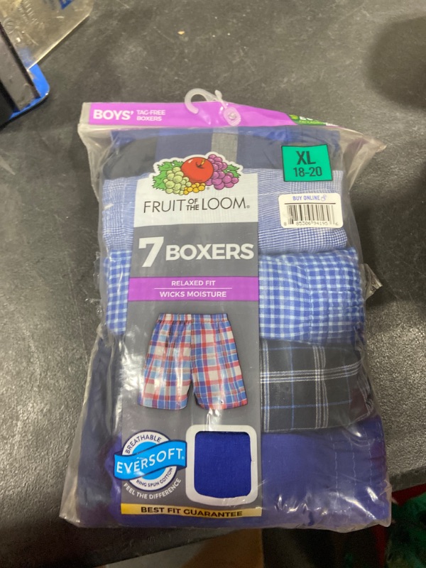 Photo 2 of Fruit of the Loom Boys' Boxer Shorts Woven X-Large Woven - 7 Pack - Assorted