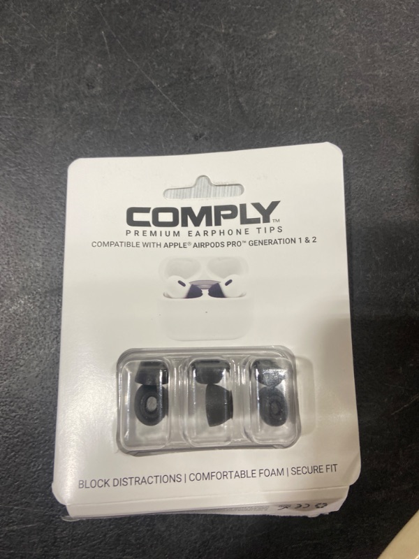 Photo 2 of COMPLY Foam Apple AirPods Pro Earbud Tips for Comfortable, Noise-Canceling Earphones That Click On, and Stay Put (Medium, 3 Pairs) & Foam Beats Fit Pro and Studio Buds Earbud Tips, Medium,Black