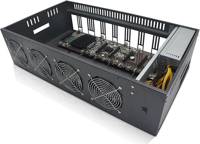 Photo 1 of MLLIQUEA 8 GPU Slots Mining Rig, Crypto Complete Mining Frame Machine with 2500W Mining Power Supply, Barebone B75 Motherboard for ETH/ETC with 8 Cooling Fans, Miner Frame Case with PSU, RAM, SSD