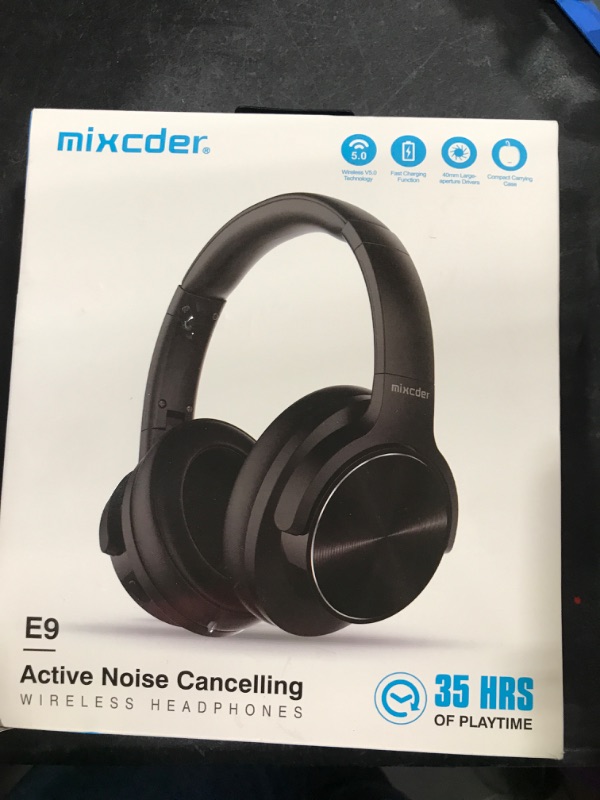 Photo 3 of Mixcder E9 Active Noise Cancelling Headphones Wireless Bluetooth 5.0, 2020 Upgraded Foldable over Ear Headset with Quick Charge, 35H Playtime - Black