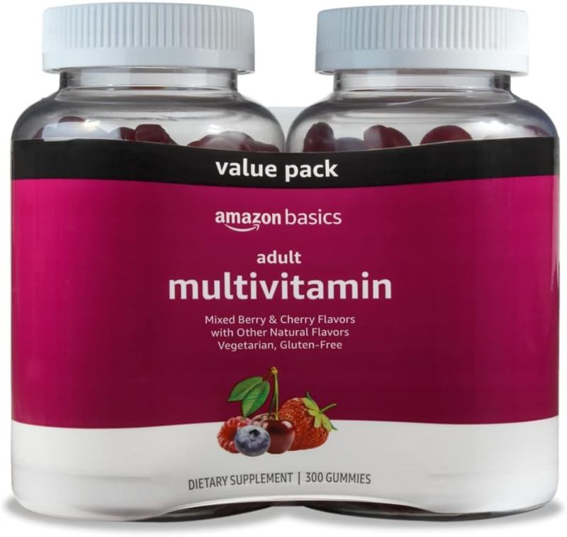 Photo 1 of 
Amazon Basics Adult Multivitamin, 300 Gummies, 150-Day Supply, 150 Count (Pack of 2) EXP 10/2024
