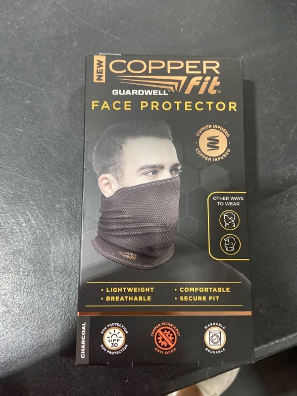 Photo 2 of Copper Fit Unisex Adult Guardwell Face Cover and Neck Gaiter, Charcoal