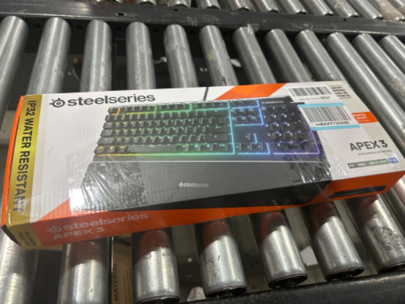 Photo 3 of SteelSeries Apex 3 RGB Gaming Keyboard – 10-Zone RGB Illumination – IP32 Water Resistant – Premium Magnetic Wrist Rest (Whisper Quiet Gaming Switch)