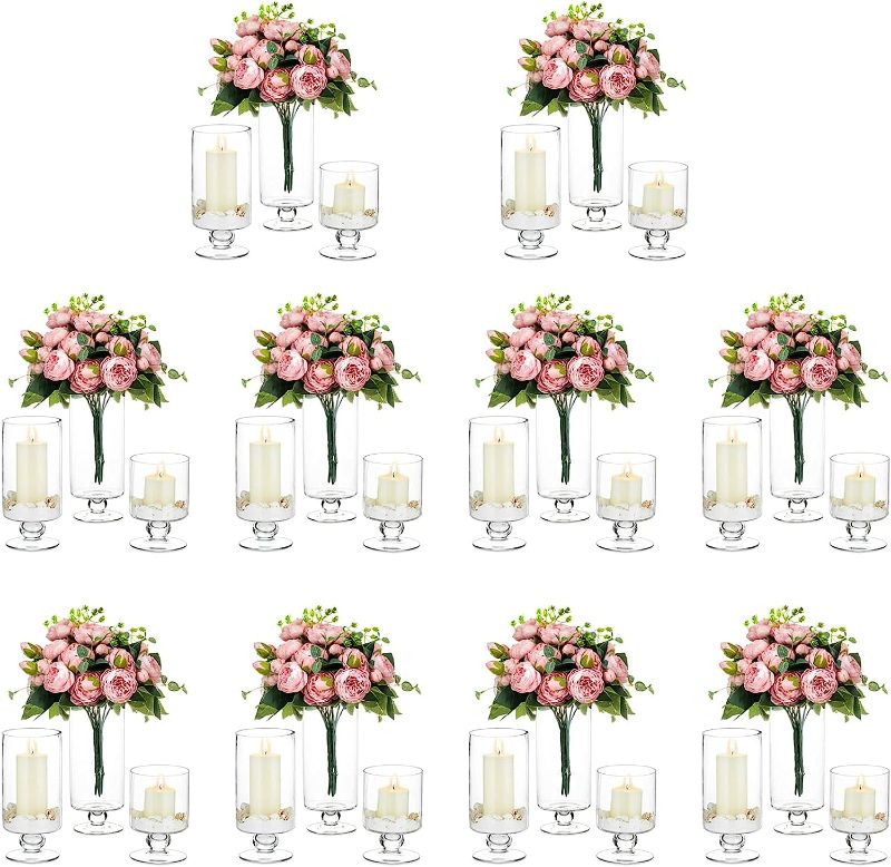 Photo 1 of 12 piece sets of 3 Large Glass Vase Glass Candle Holder, different sizes