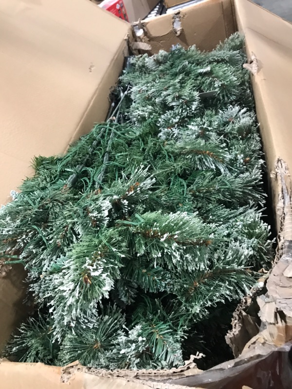 Photo 3 of 10ft. Wisconsin Slim Snow Tip Pine Artificial Christmas Tree with 1050 Clear LED Lights 53 In. W x 53 In. D x 120 In. H Green