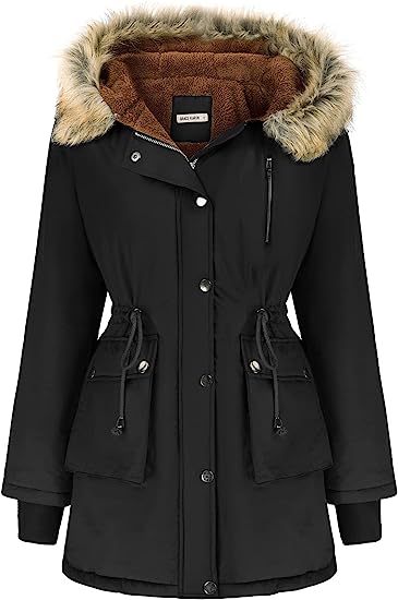 Photo 1 of GRACE KARIN Womens Hooded Fleece Line Coats Parkas Faux Fur Jackets with Pockets (Size: 2X-Large)