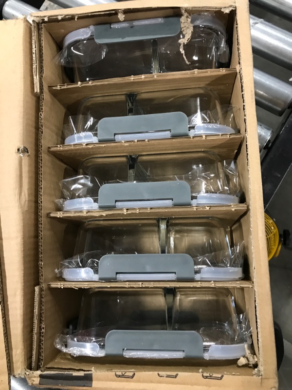 Photo 1 of [5-Pack,36 Oz]Glass Meal Prep Containers 2 Compartments Portion Control with Upgraded Snap Locking Lids Glass Food Storage Containers, Microwave, Oven, Freezer and Dishwasher (4.5 Cups) Gray