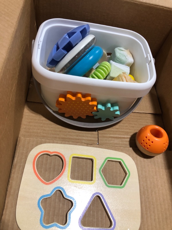 Photo 1 of Amazon Basics Wooden Shape Sorter and Rainbow Stacker Classic Toy Set-Sorting Play For Infants Age 12M+, Multicolor
