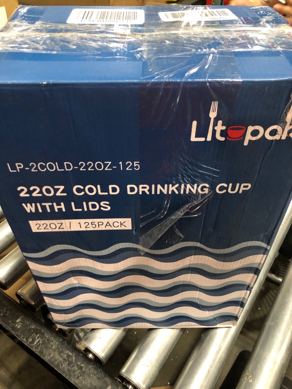 Photo 4 of [125 Pack] 22oz Paper Cups, Disposable Paper Cups with Strawless Sip Lids, Paper Cold Cups With Lids Specially Designed for Cold Drinks, Beverages, Juices, and All Kinds of Cold Drinks 22oz-BLUE-2