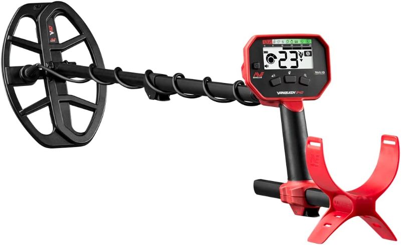 Photo 1 of Minelab Vanquish 340 Multi-Frequency Auto-Select Metal Detector for Adults with V10 10"x7" Double-D Waterproof Coil (3 Detect Modes) 