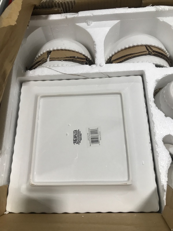 Photo 3 of 16-Piece Solid White Stone Dinnerware Set (Service for 4)