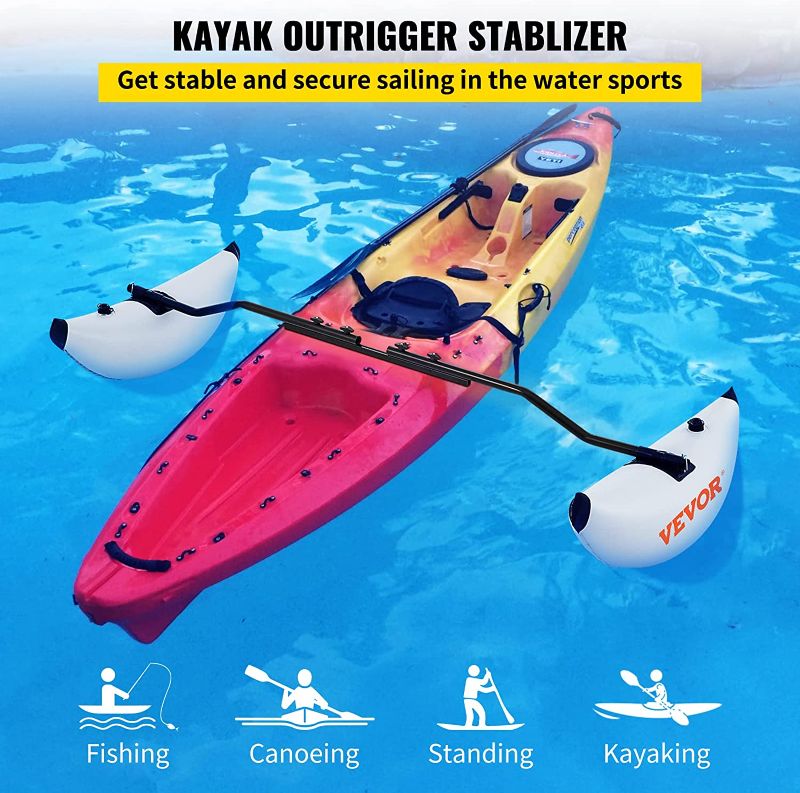 Photo 2 of  Kayak Outrigger Stabilizers, 2 PCS, PVC Inflatable Outrigger Float with Sidekick Arms Rod, Standing Float Stabilizer System Kit for Kayaks, Canoes, Fishing Boats