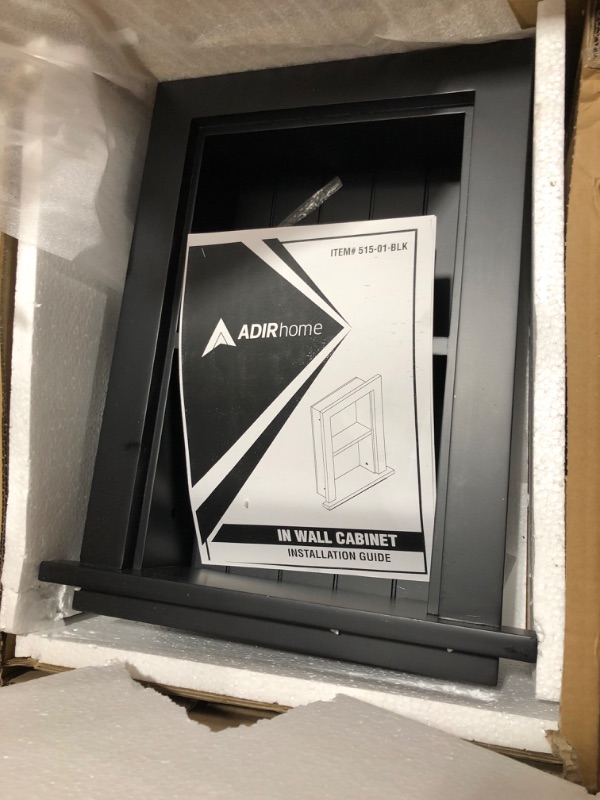 Photo 1 of AdirHome Recessed Wall Mount Storage Cabinet – Sturdy Fully Assembled Wooden Utility Storage Shelf – Ideal for Home Kitchen, Bathroom, Laundry, Medicine Cabinet (Black)