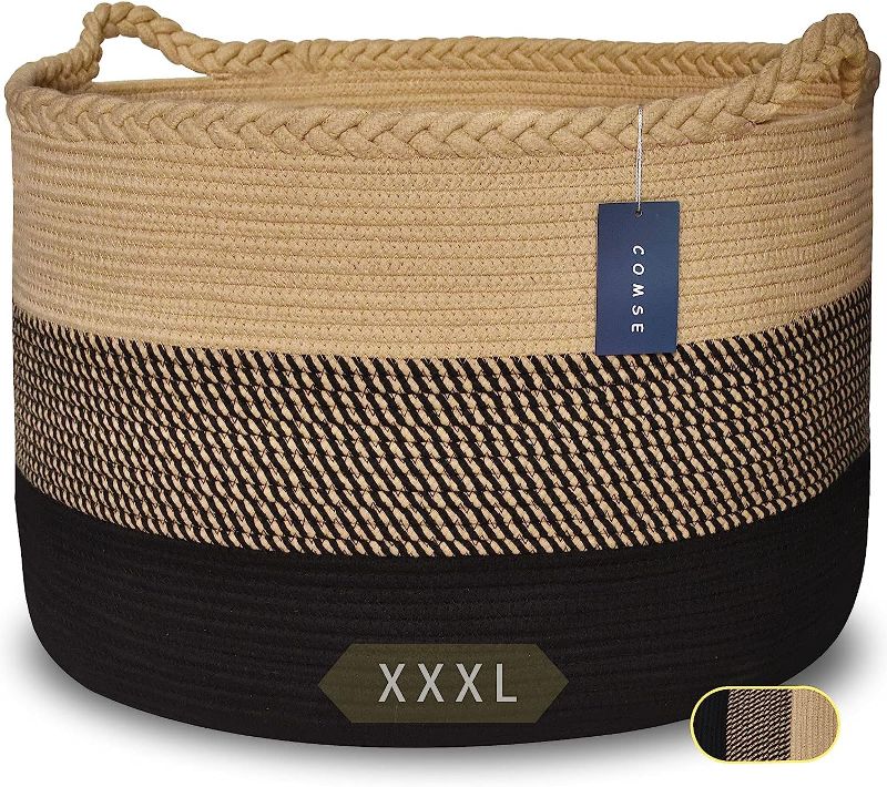 Photo 1 of BLACK AND BEIGE BEACH BAG. STRAW/CANVAS MATERIAL. 
