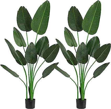 Photo 1 of 1  Artificial Bird of Paradise Tall Silk Palm Tree in Pot Faux Plants Tropical Leaves Banana Tree for Modern Home Indoor Outdoor Office Decor