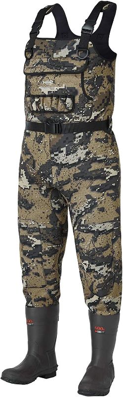 Photo 1 of BASSDASH Bare Camo Neoprene Chest Fishing Hunting Waders for Men with 600 Grams Insulated Rubber Boot Foot size 13 men
