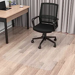 Photo 1 of  Office Chair Mat for Hard Wood Floor, Durable Plastic Protector Floor Mat for Office Chair, Rectangle Transparent PVC Computer Hard Floor Chair Mat for Desk, Office, Home (Clear,